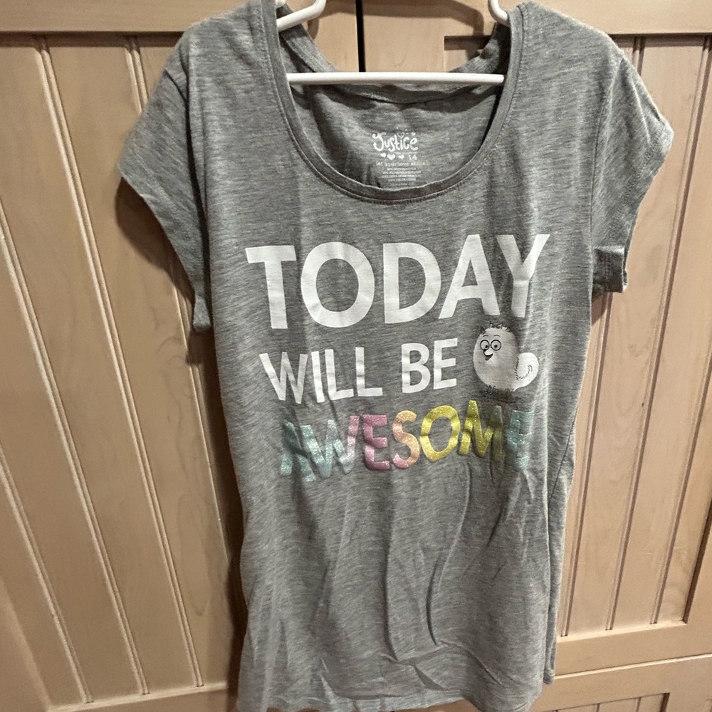 Justice girls gray graphic tee